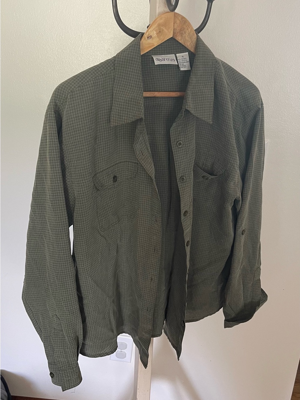 Women’s green button down shirt